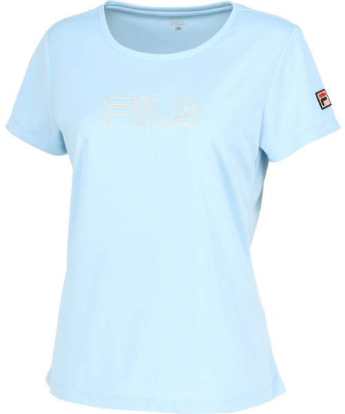 FILA（ZETT Ladies）(フィラ（ゼット　レディース）)/【テニス】レインボー刺繍ロゴ クルーネックTシャツ レディース/サックス