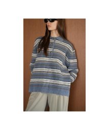 LHP(エルエイチピー)/CLANE/クラネ/MULTI BORDER KNIT POLO TOPS/ブルー