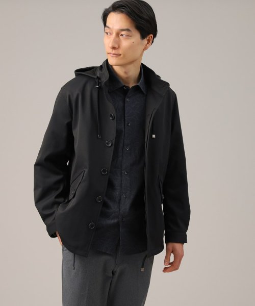 【春アウター】ストレッチ　ショート フードブルゾン 