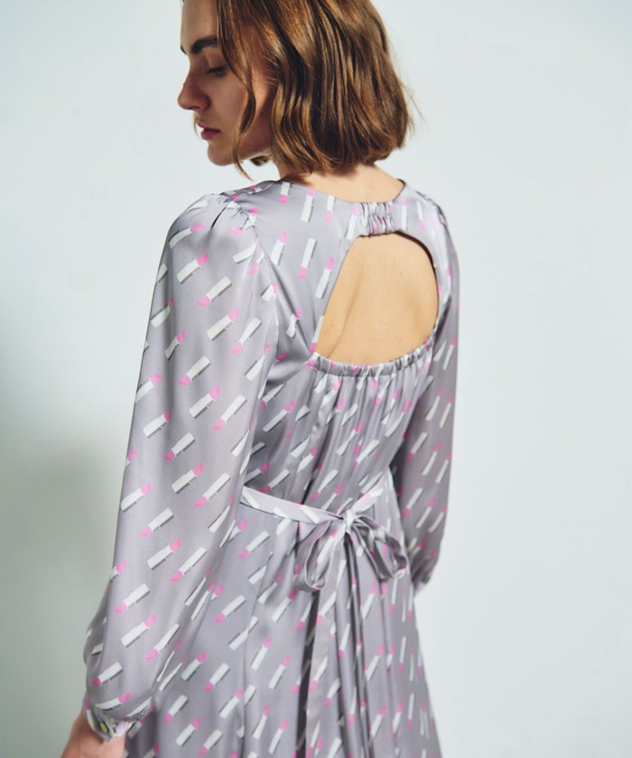 GRACECONTINENTAL バックシャンリップドレス グレー 38 GRACECONTINENTAL バックシャンリップドレス グレー 38