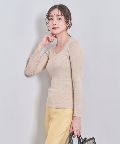 UNITED ARROWS(ユナイテッドアローズ)/シルクリブ Uネック ニット/BEIGE