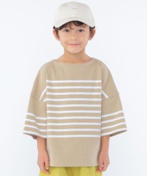 SHIPS KIDS(シップスキッズ)/SHIPS KIDS:100～170cm / パネル ボーダー 半袖 TEE/ベージュ