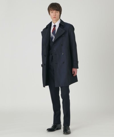 ダブルフェイスクレストブリッジチェックライトウェイトダブルトレンチコート