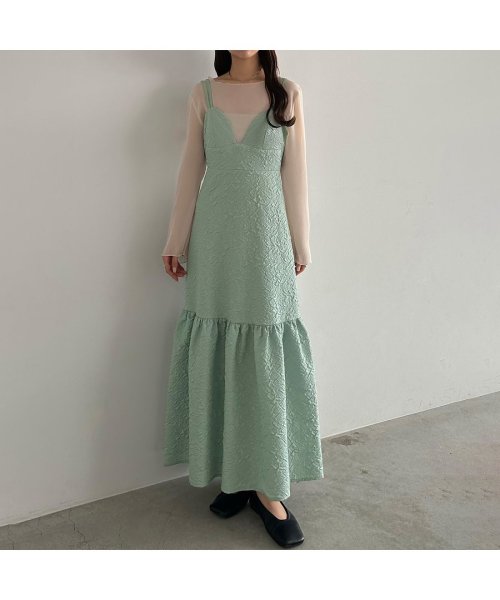 callautiaふくれジャガードダブル肩紐キャミワンピース O79410560