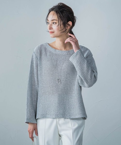 【洗えるニット】ツイード調ニットプルオーバー 