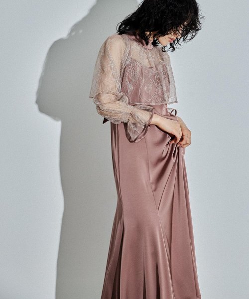 niana ニアナ リーフブラウスセットドレス パーティードレス 結婚式 ワンピース ボレロ 刺繍レース キャミワンピ 2点セット 羽織 リボン マーメイドスカ 5cm ニアナ 106cm