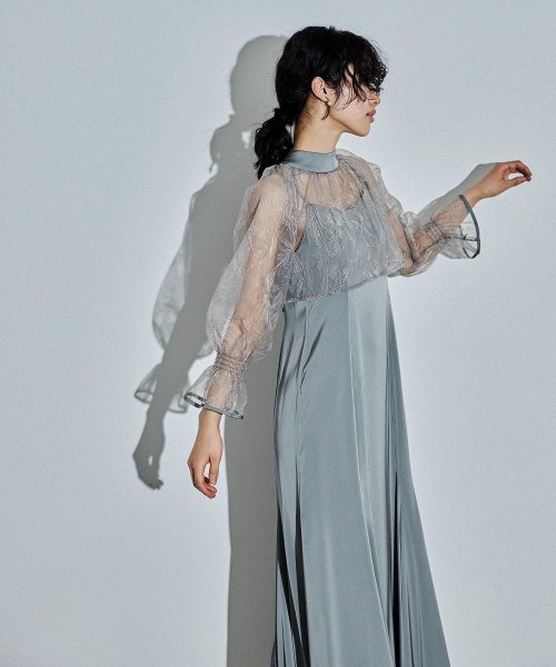 niana ニアナ リーフブラウスセットドレス パーティードレス 結婚式 ワンピース ボレロ 刺繍レース キャミワンピ 2点セット 羽織 リボン マーメイドスカ 5cm ニアナ 106cm