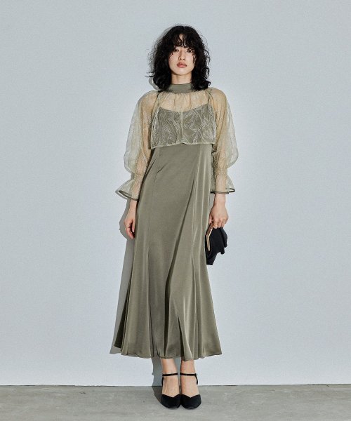 niana ニアナ リーフブラウスセットドレス パーティードレス 結婚式 ワンピース ボレロ 刺繍レース キャミワンピ 2点セット 羽織 リボン マーメイドスカ 5cm ニアナ 106cm