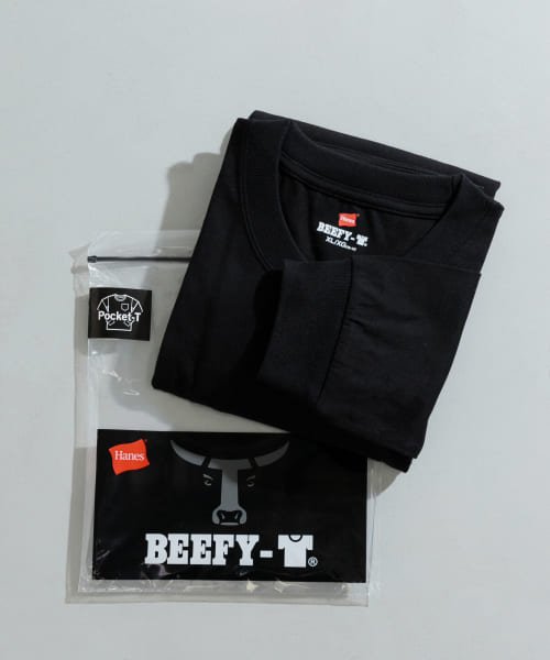 ITEMS URBANRESEARCH(アイテムズアーバンリサーチ（メンズ）)/Hanes　BEEFY Long－Sleeve Pocket T－shirts/BLK