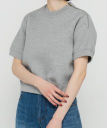 URBAN RESEARCH DOORS(アーバンリサーチドアーズ)/unfil　double faced cropped half－sleeve top/HEATHERGRY