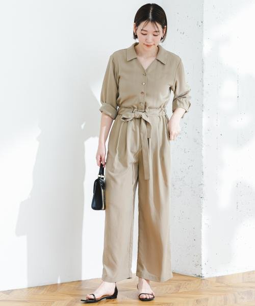 URBAN RESEARCH ROSSO(URBAN　RESEARCH　ROSSO)/F by ROSSO　ウエストリボンジャンプスーツ/BEIGE