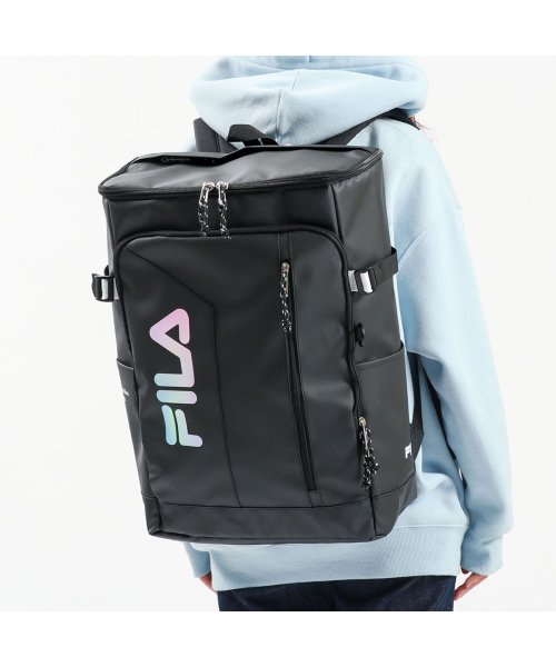 FILA(フィラ)/フィラ リュック 大容量 FILA 30L A3 B4 軽量 撥水 スクエアリュック ボックス型 通学 通学リュック リュックサック PC収納 サイン 7762/ブラック系4