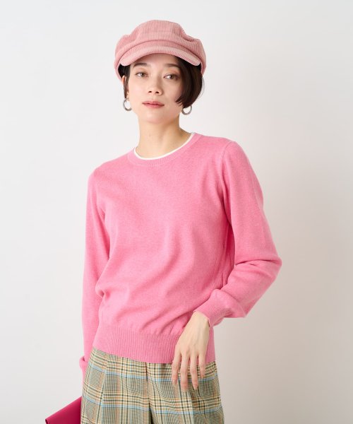 洗える 衿ぐり配色ニット 