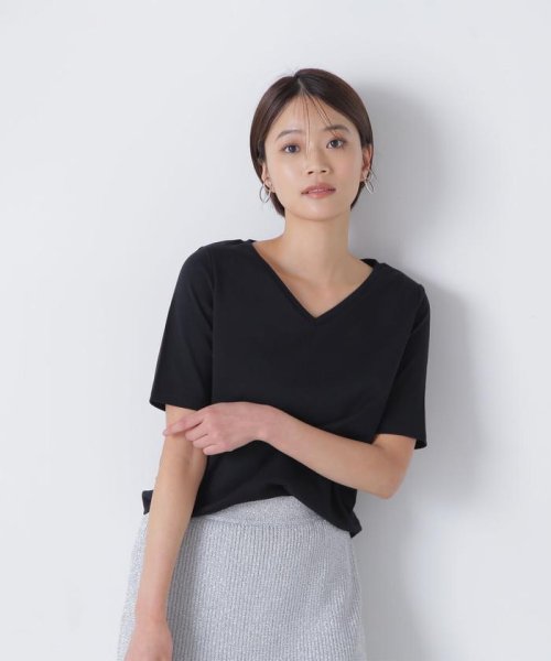 NATURAL BEAUTY BASIC(ナチュラルビューティーベーシック)/ベーシックTシリーズ Vネック/クロ