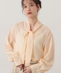 N Natural Beauty Basic(エヌナチュラルビューティベーシック)/シアーストライプボウブラウス/オレンジストライプ1