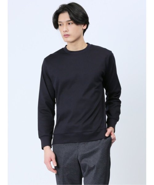 m.f.editorial(エムエフエディトリアル)/【DRESS T－SHIRT】綿ストレッチ クルーネック長袖Tシャツ メンズ Tシャツ カットソー カジュアル インナー ビジネス ギフト プレゼント/ネイビー