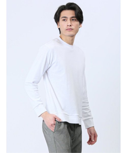 TAKA-Q(タカキュー)/【DRESS T－SHIRT】綿ストレッチ クルーネック長袖Tシャツ メンズ Tシャツ カットソー カジュアル インナー ビジネス ギフト プレゼント/ホワイト