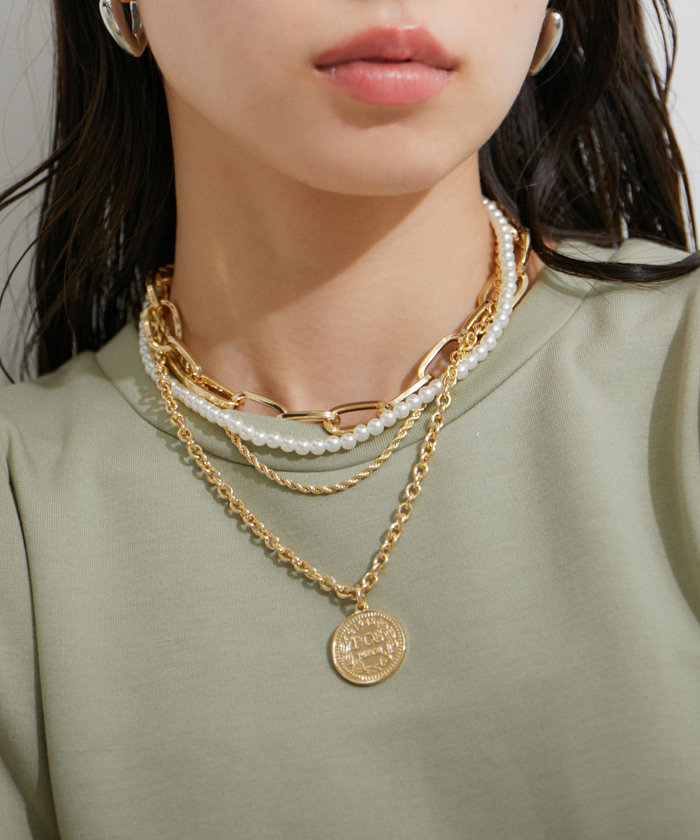 メゾン マルジェラ 19aw ダブルチェーン レイヤード ネックレス