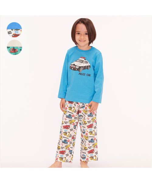 Kids Foret(キッズフォーレ)/【子供服】 Kids Foret (キッズフォーレ) 働く車長袖パジャマ 90cm～140cm B13702/ブルー