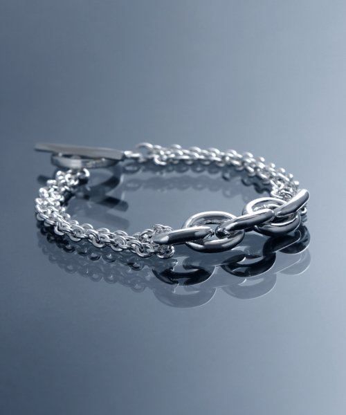 MAISON mou(メゾンムー)/【YArKA/ヤーカ】extra thick chain & double chain bracelet [FFF2]/ミックスチェーンブレスレット/シルバー