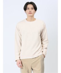 m.f.editorial(エムエフエディトリアル)/ふくれヘリンボン フェイククルーネック長袖Tシャツ メンズ Tシャツ カットソー カジュアル インナー ビジネス ギフト プレゼント/アイボリー