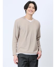 m.f.editorial/畦ニットソー フェイクVネック長袖Tシャツ メンズ Tシャツ カットソー カジュアル インナー ビジネス ギフト プレゼント/505869964