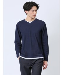 m.f.editorial/畦ニットソー フェイクVネック長袖Tシャツ メンズ Tシャツ カットソー カジュアル インナー ビジネス ギフト プレゼント/505869964