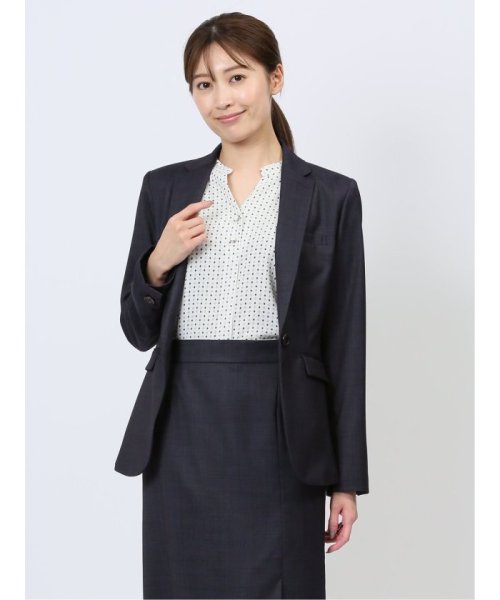 セール】ウール混インディゴ調 1ボタンジャケット(セットアップ可能  