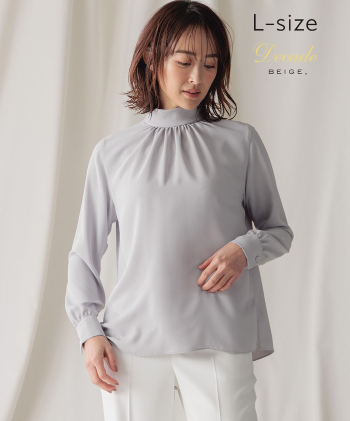 BEIGE 【洗える・L−size】EVA / ハイネックロングスリーブブラウス ICEBLUE 10 BEIGE 【洗える・L−size】EVA / ハイネックロングスリーブブラウス ICEBLUE 10