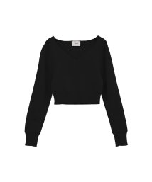 CLANE(クラネ)/V NECK SHORT KNIT TOPS/BLACK