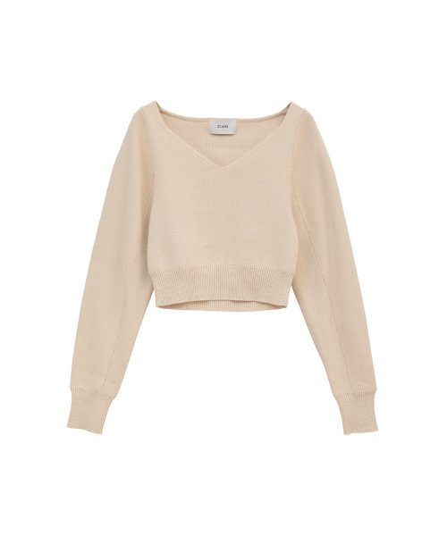 CLANE(クラネ)/V NECK SHORT KNIT TOPS/IVORY