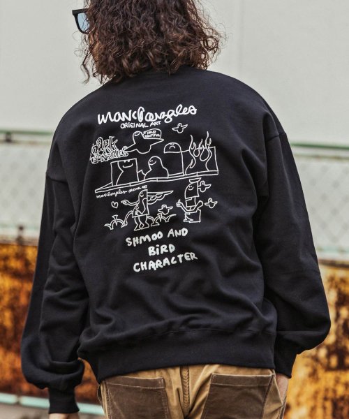 Mark Gonzales(Mark Gonzales)/MARK GONZALES ARTWORK COLLECTION(マーク ゴンザレス)バックプリントクルーネックプルオーバー/3type/5colors/ブラック