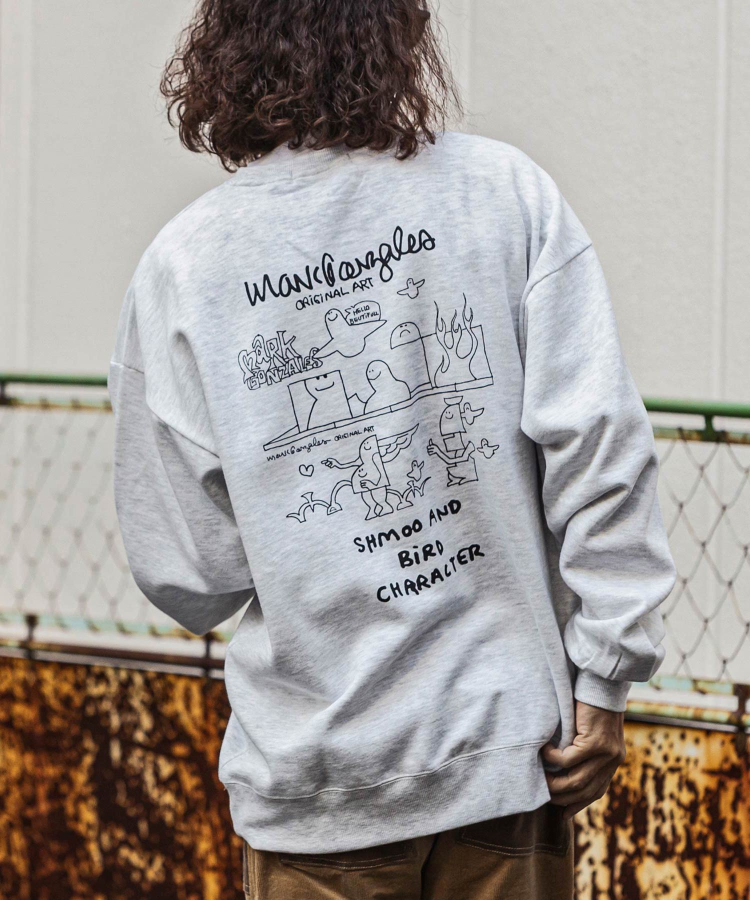 MARK GONZALES ARTWORK COLLECTION(マーク ゴンザレス)バックプリントクルーネックプルオーバー/3type/5colors