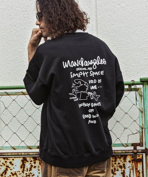 Mark Gonzales(Mark Gonzales)/MARK GONZALES ARTWORK COLLECTION(マーク ゴンザレス)バックプリントクルーネックプルオーバー/3type/5colors/ブラック系2