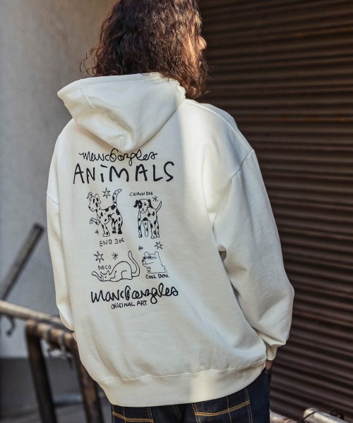 Mark Gonzales(Mark Gonzales)/MARK GONZALES ARTWORK COLLECTION(マーク ゴンザレス)バックプリントプルパーカー/2type/5colors/ホワイト系1