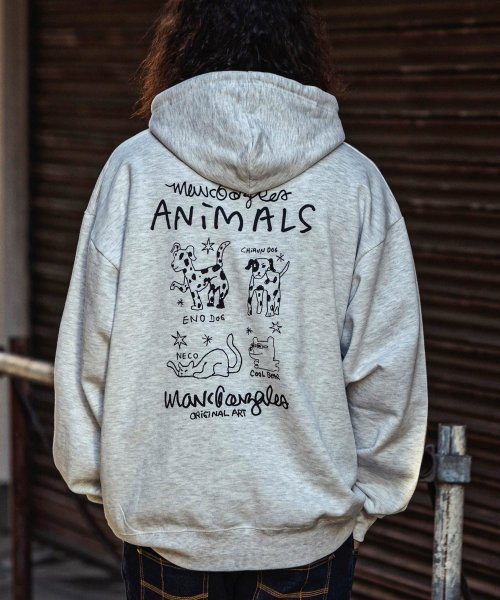 Mark Gonzales(Mark Gonzales)/MARK GONZALES ARTWORK COLLECTION(マーク ゴンザレス)バックプリントプルパーカー/2type/5colors/グレー系1