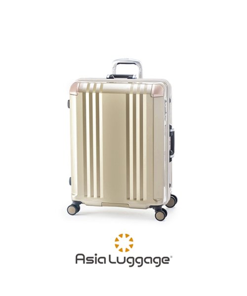 ASIA LUGGAGE(アジアラゲージ)/アジアラゲージ デカかるEdge スーツケース Lサイズ 73L フレームタイプ ストッパー付き 大容量 大型 軽量 A.L.I ALI－070R－24/シャンパンゴールド