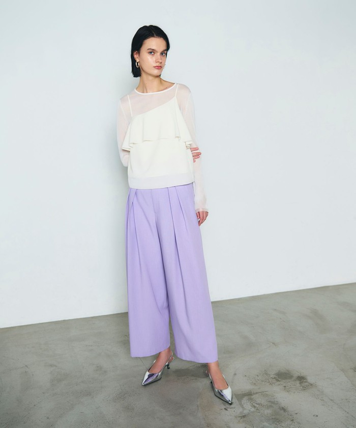 GRACECONTINENTAL ツータックベルトワイドパンツ ラベンダー 38 GRACECONTINENTAL ツータックベルトワイドパンツ ラベンダー 38