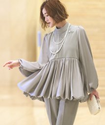 RUIRUE BOUTIQUE(ルイルエブティック)/バルーンペプラムTOPS＆ピンタックシガレットパンツセットアップ  Balloon Peplum Tops&Pintuck Cigarette Pants /グレー(GY)