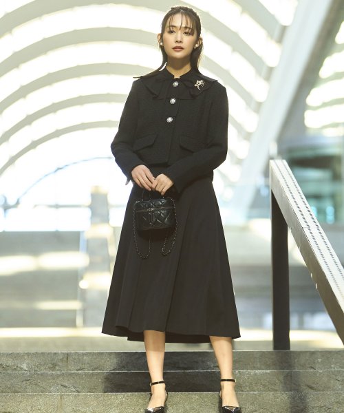 【選べるスカートシルエット】ツイードジャケット＆フレア/マーメイドスカートセットアップスーツ(SU1329) ジャケット 選べるスカートシルエット ツイードジャケット＆フレア/マーメイドスカートセットアップスーツ SU1329 7号 9号 11号 13号 15号 スカート Skirt ITEMはこちらAtype：トップス Btype：トップス 開き具開き具は左脇のファスナー ホックです ウエストゴム後ろウエストはゴム仕様で楽な着心地です 総丈/ウエスト/ヒップS 表　地：ポリエステル 3％裏　地：ポリエステル 100％ ポリエステル 95％　ポリウレタン