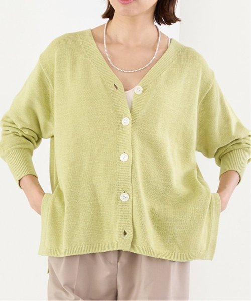 コットンナイロンテープヤーンカーディガン イエロー ベージュ 1/19 2/20 色あせ