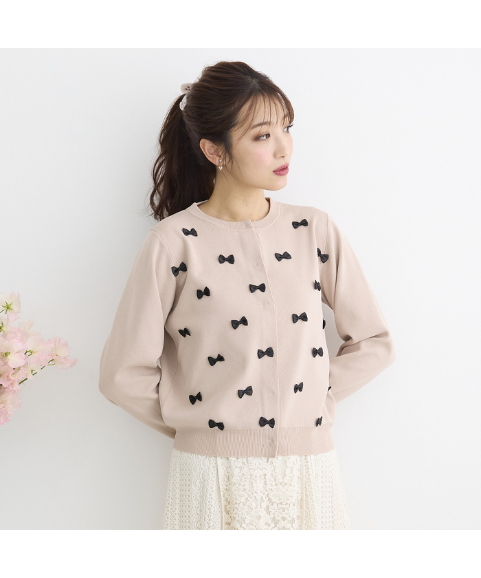 Rose Tiara ブラックニット M Rose Tiara ニット セーター リボンビジューニット レディース