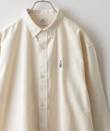 coen/ワンポイントベア刺繍OXBDストライプシャツ/505873402