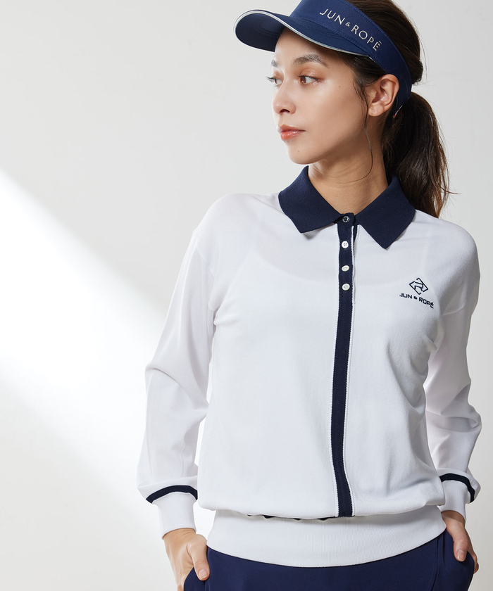 Jun & Ropé バイカラー使い衿付き長袖プルオーバー サイズM 秋物