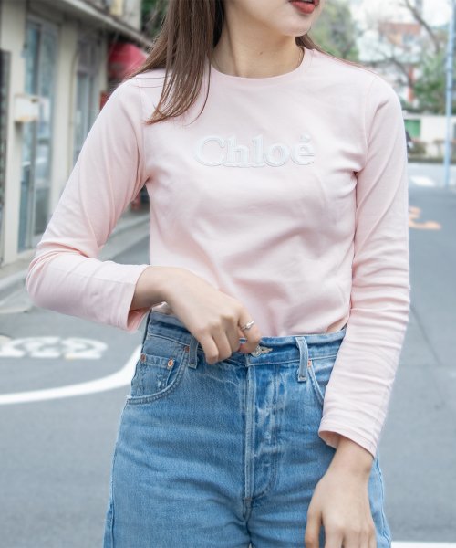 Chloe(クロエ)/Chloe クロエ ロゴ Tシャツ クロエキッズ コットン100％ 長袖 大人もOK/ピンク