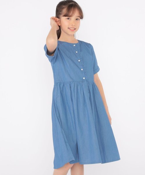 SHIPS KIDS(シップスキッズ)/SHIPS KIDS:140～150cm / ダンガリー 半袖 ワンピース/ライトブルー