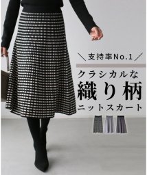 Ehre style(エーレスタイル)/支持率NO.1！クラシカルな織り柄ニットスカート/ブラック系1