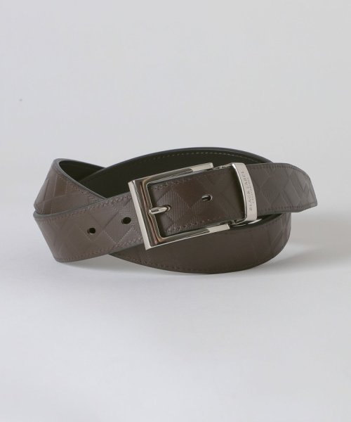 エンボスクレストブリッジチェックリバーシブルベルト 