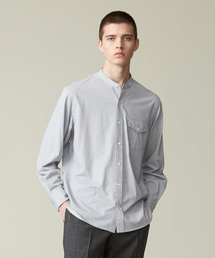 ピンチェックジャージ バンドカラーシャツ(505876071)｜HANKYU MEN'S