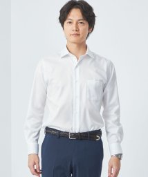 green label relaxing(グリーンレーベルリラクシング)/コットン ヘリンボーン スリム ショートワイドカラー ドレスシャツ －イージーアイロン－/WHITE